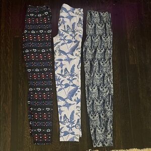 Kids Leggings Trio - Heart, Bird, and Owl Patterns